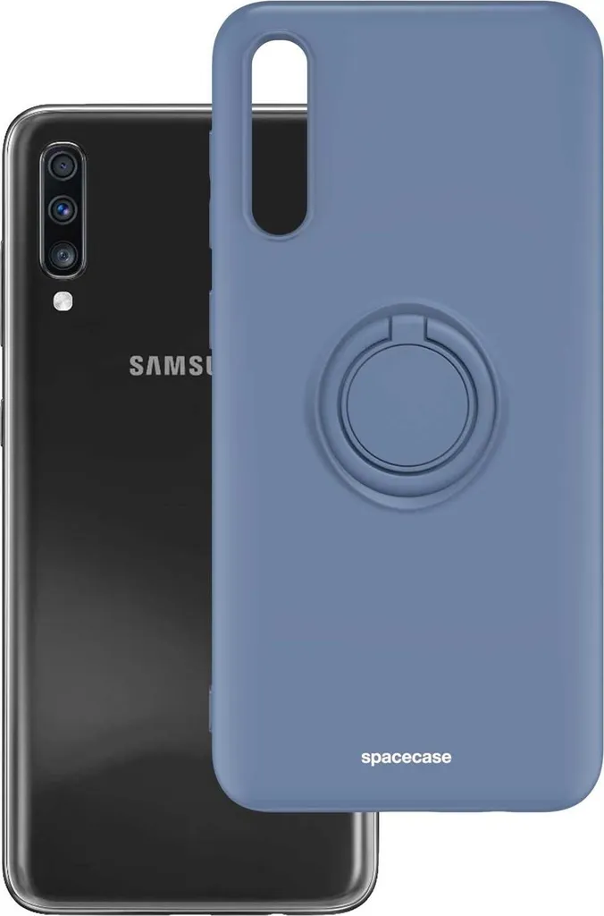 Custodia Galaxy A70 Blu Silicone SPACECASE Ring | Supporto Magnetico Auto - 2