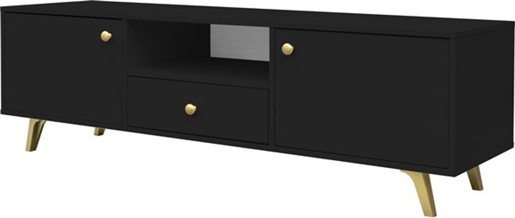 Lowboard Sideboards SIENA RTV Schrank Wohnzimmer (Schwarz)