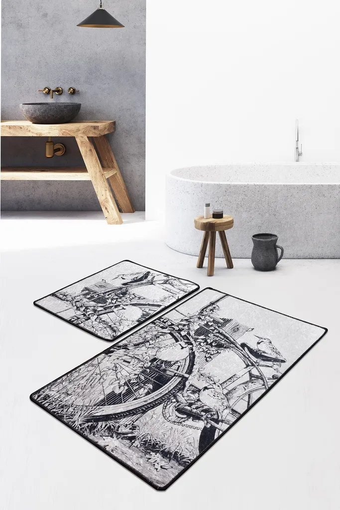 Tapis de bain absorbant en velours multicolore pour une décoration moderne
