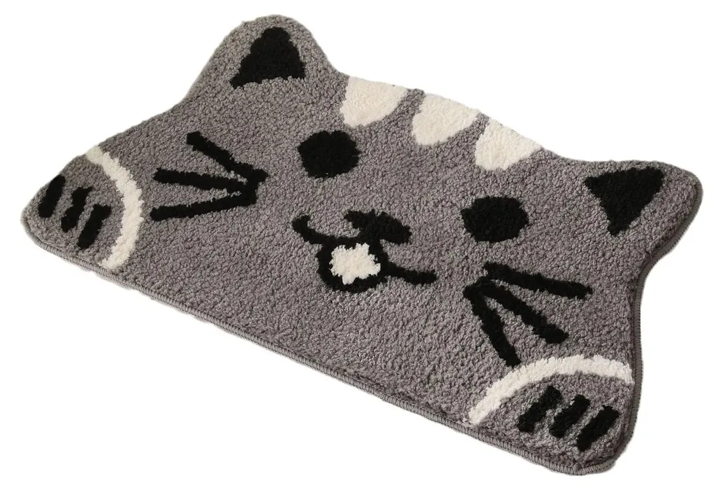Tapis chat antidérapant et moelleux, tapis de douche lavable en machine