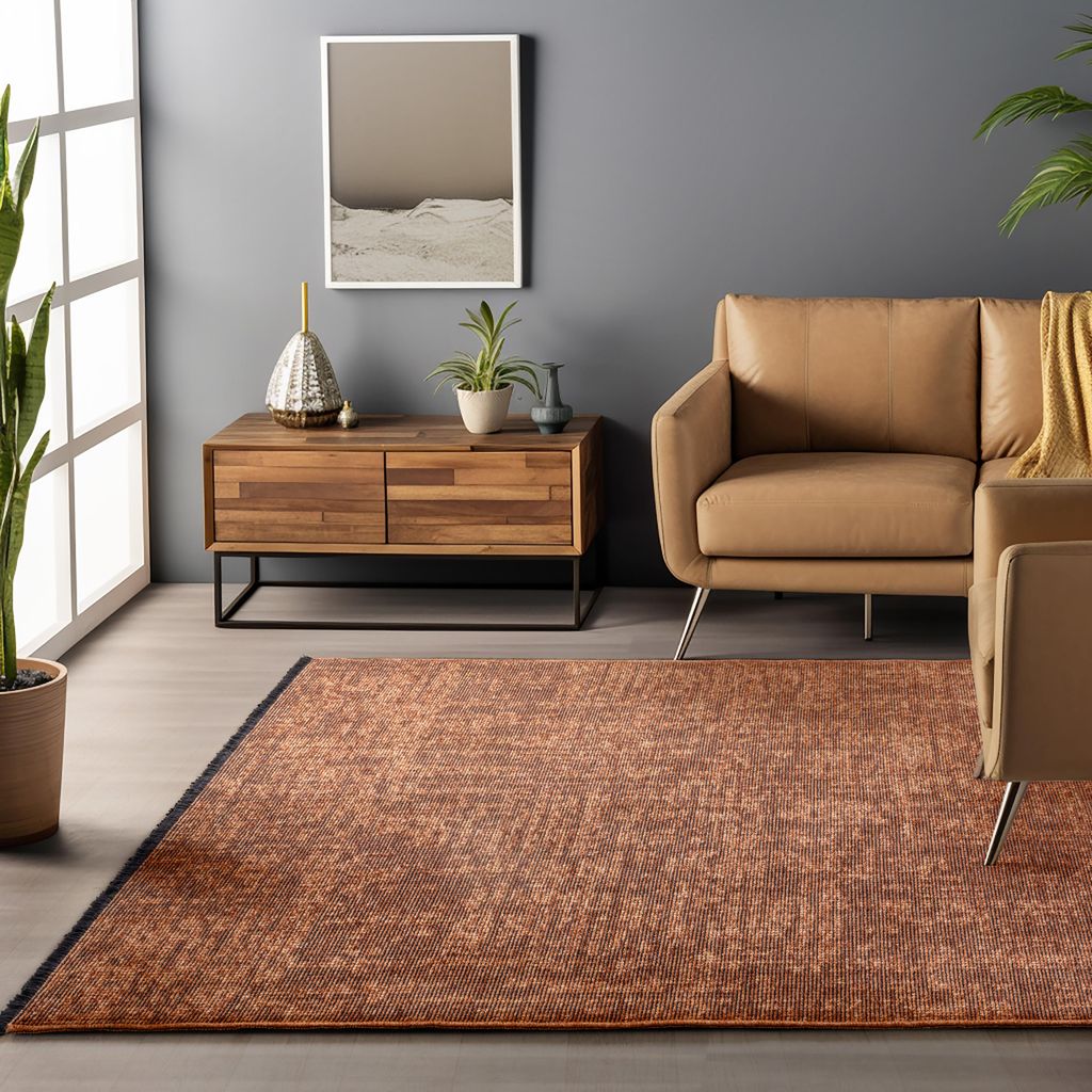 Homebyhome Waschbar Baumwolle Teppich Chenille Boho-Stil Kurzflor Einfarbig Meliert Rutschfest & Weich Grösse, 240x340 cm