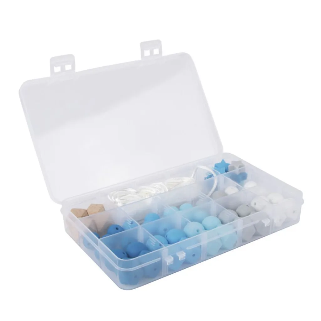 Rangement perles en silicone Bleu de 12 compartiments pour accessoires