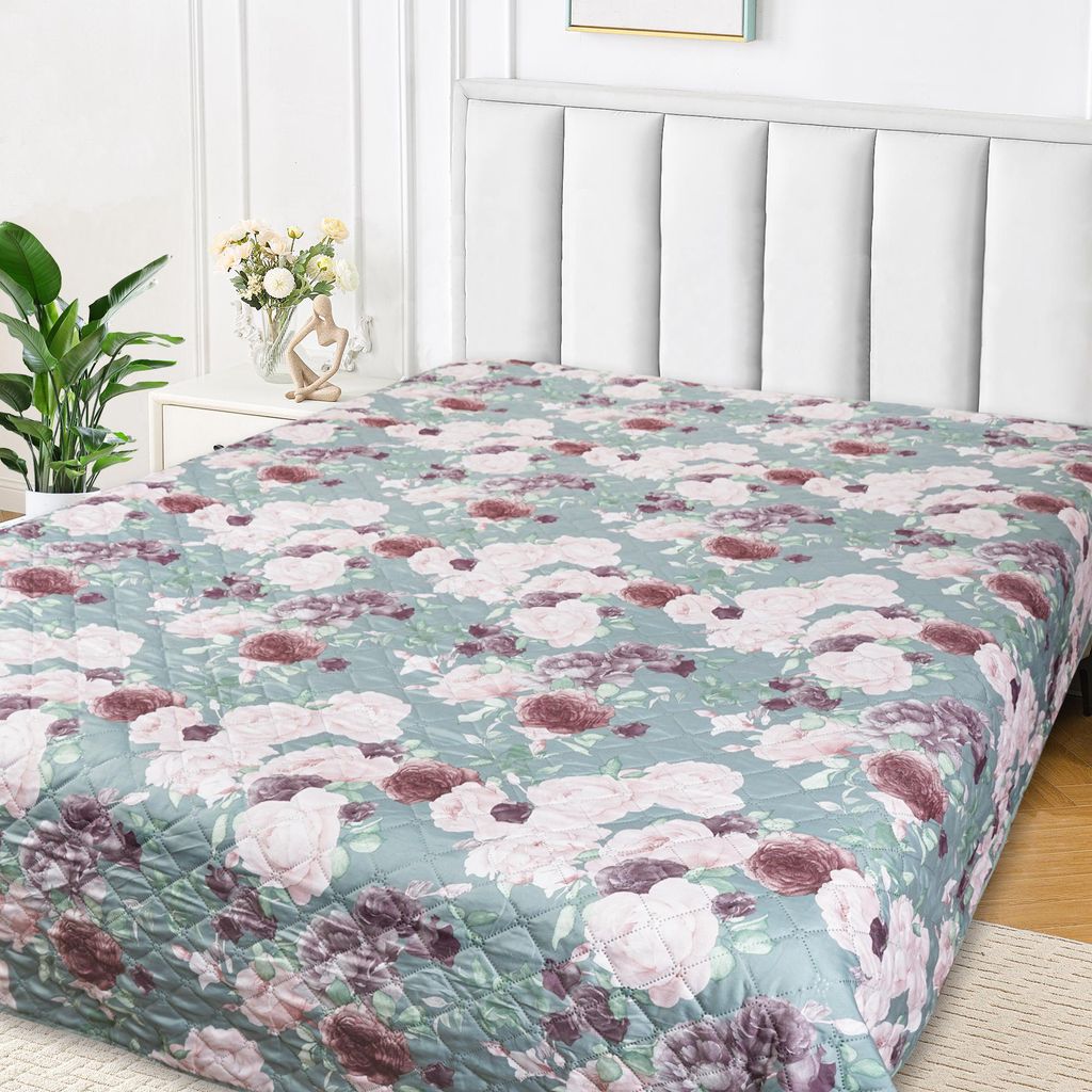 Tagesdecke Überwurf Bettüberwurf 220x240 Rosa Bordeaux Grün Produktbild 