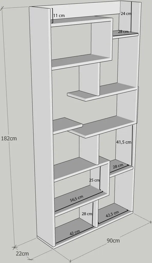 Bibliothèque Blanche Kuttap 182cm : Solution Rangement Murale Fine et Design - 4