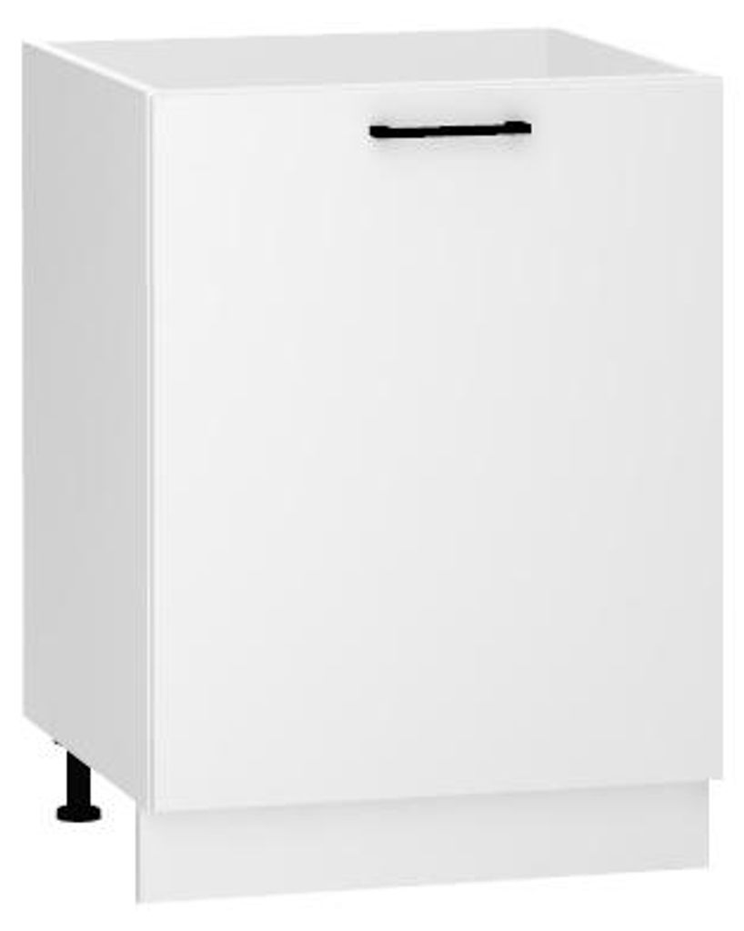 Küchenunterschrank 60 cm - Weiß glänzend - Universelle Frontmontage - ohne Arbeitsplatte - Unterschrank für die Spüle