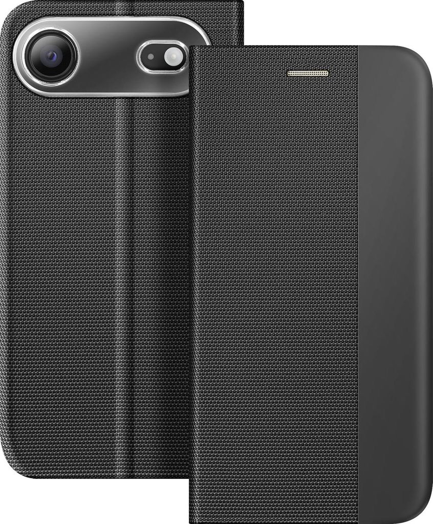 Avizar, Sensitive Klappetui iPhone Air Stoff mit Kartenfach und Standfunktion, Schwarz