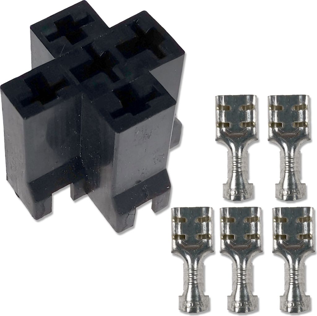 Relaissockel Satz | MTA | 5-polig | Mini Relais | Schwarz | inkl. Terminals