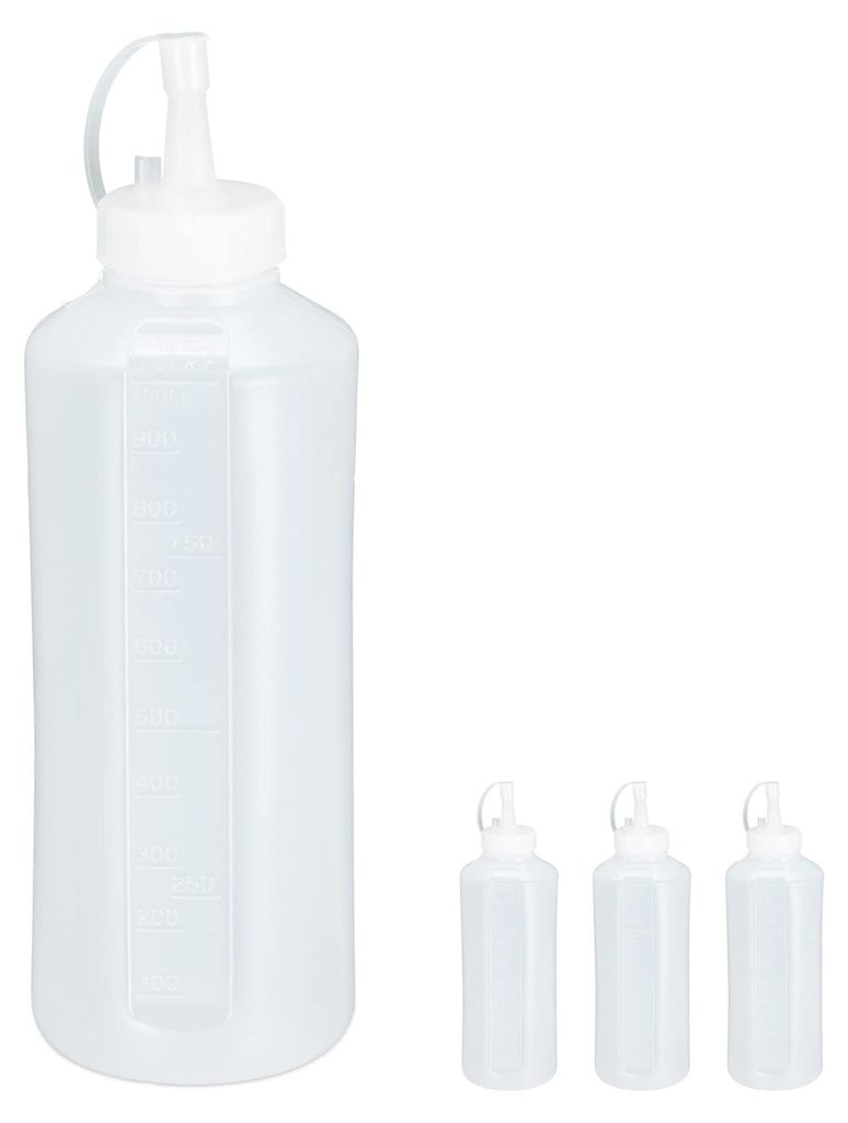Bouteille souple Relaxdays, lot de 4, 1 000 ml, pour Image du produit 