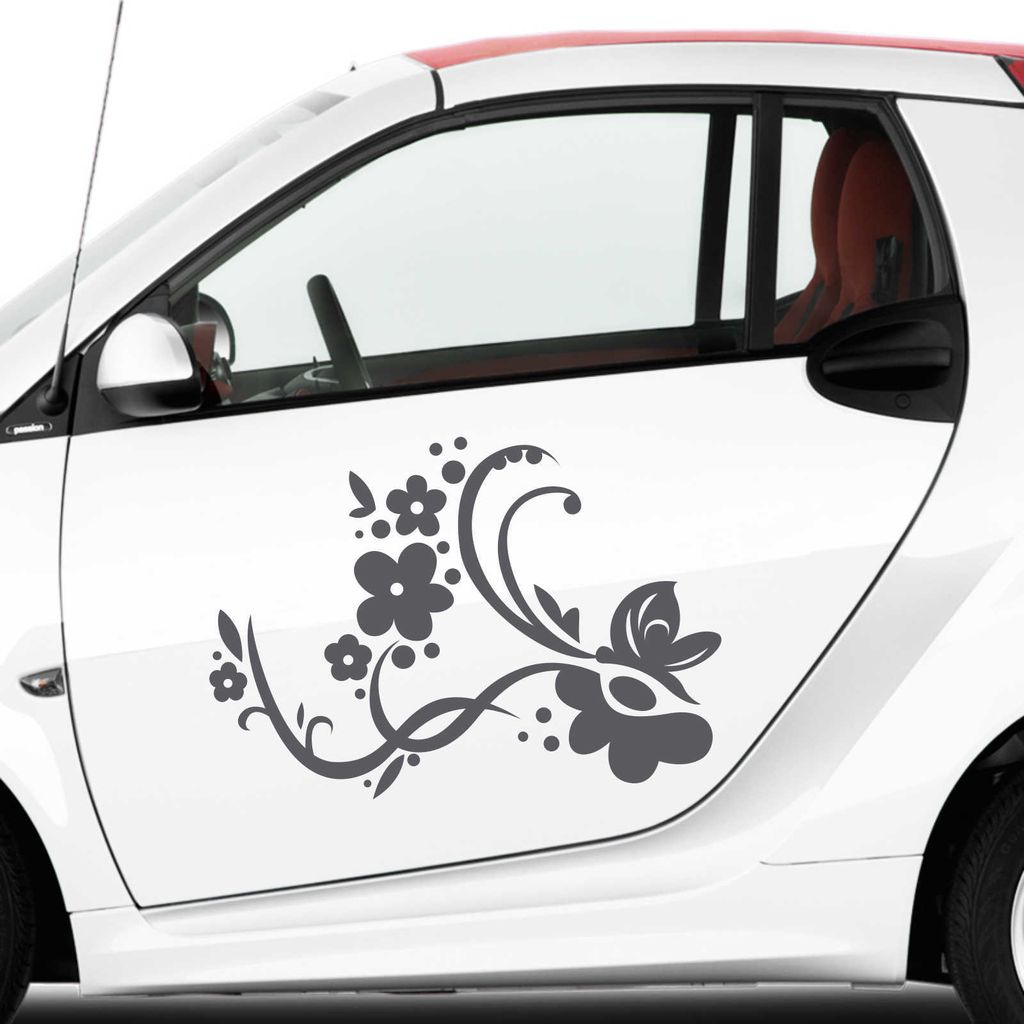 Aufkleber - Autoaufkleber-Set Rankelement Vera, 2 Stk. je 50cm x 36cm dunkelgrau - Tuning Carystyling Heckscheibe Auto