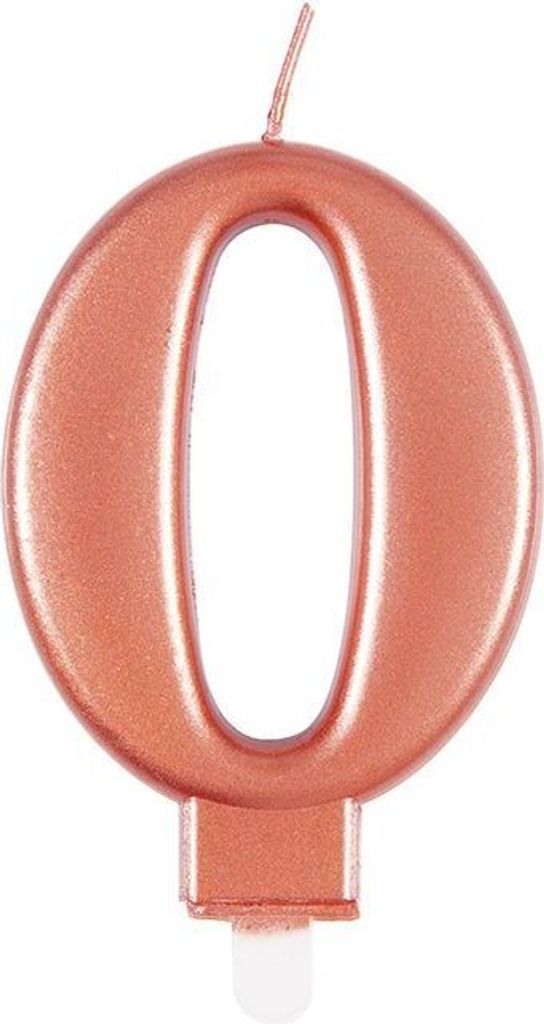 Roségold Metallic Kerze Zahl 0