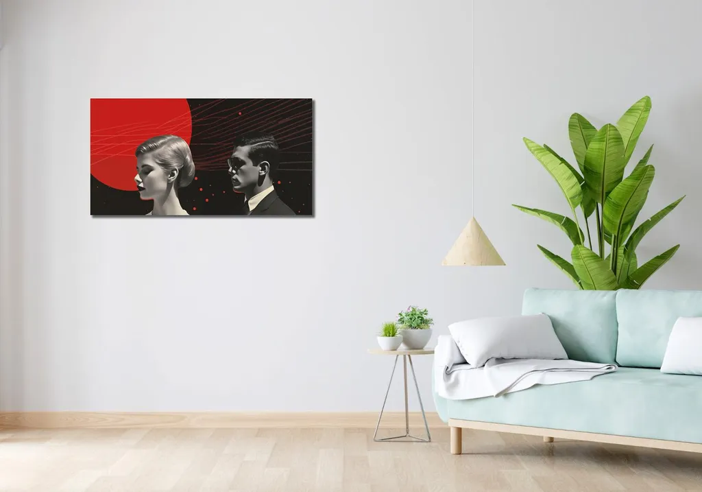 Arreda col Cuore: Quadro 100x50 cm Futuristico Retro Chic - 2