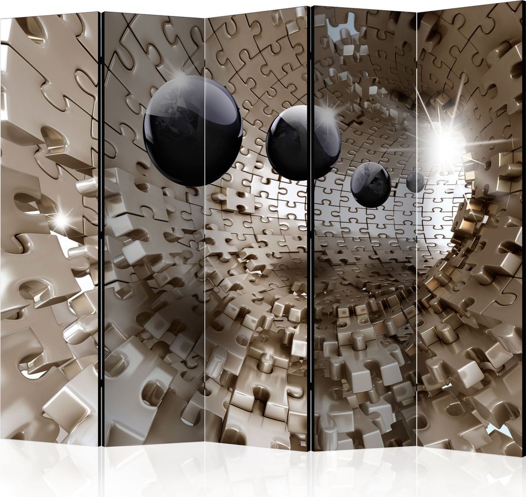 Neuheit! Dekorativer Paravent Raumteiler Trennwand Foto-Paravent Spanische Wand XXL 3D Puzzle Tunnel Kugeln 225x172 cm a-A-0190-z-c