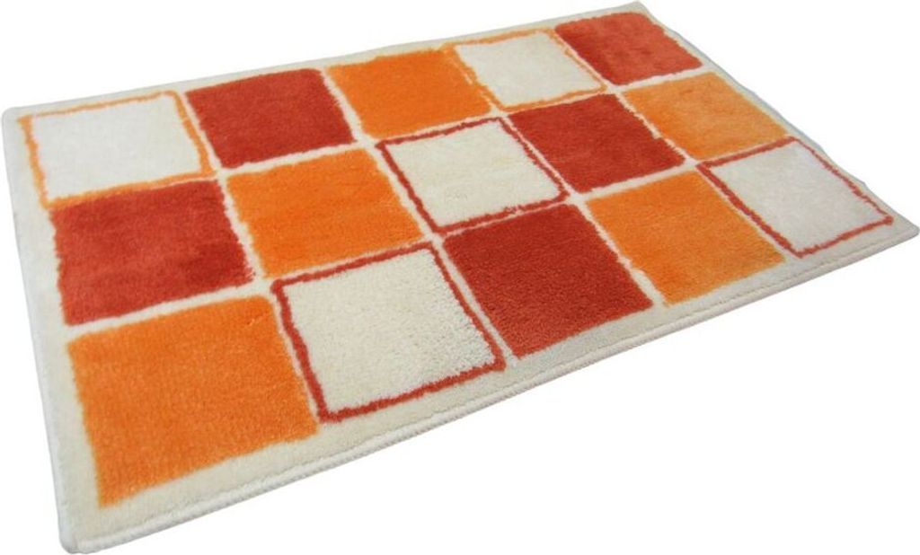 Sanwood Badematte Badteppich Badvorleger Duschvorleger Badezimmerteppich 60x100 cm Mosaik orange