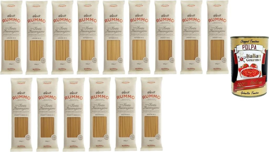 Rummo Pasta Mix 15x500 g – Linguine Fettuccine Spaghetti Bucatini, italienische Hartweizen Nudeln, langsame Verarbeitung, Familien Vorrat + Itali...