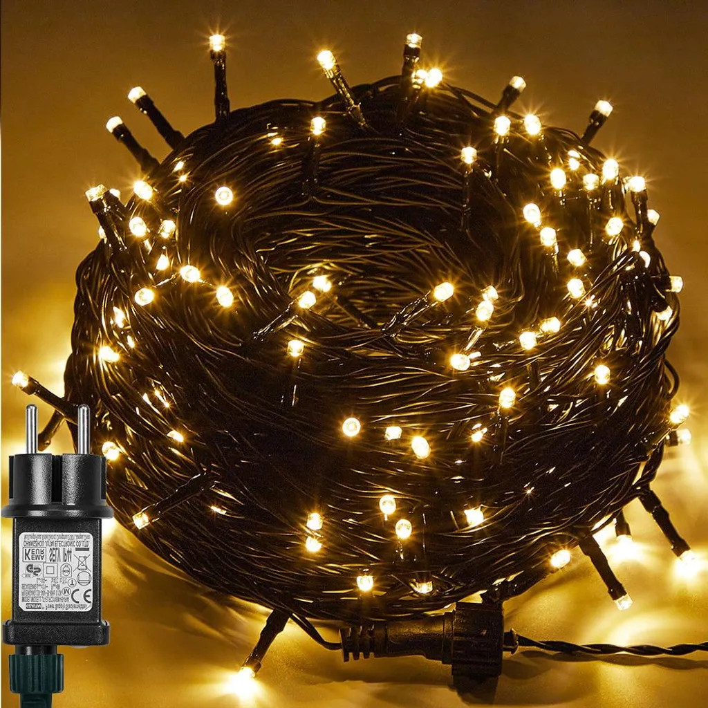 20M Luci di Fata Bianco Caldo LED per Albero di Natale e Interni con Timer