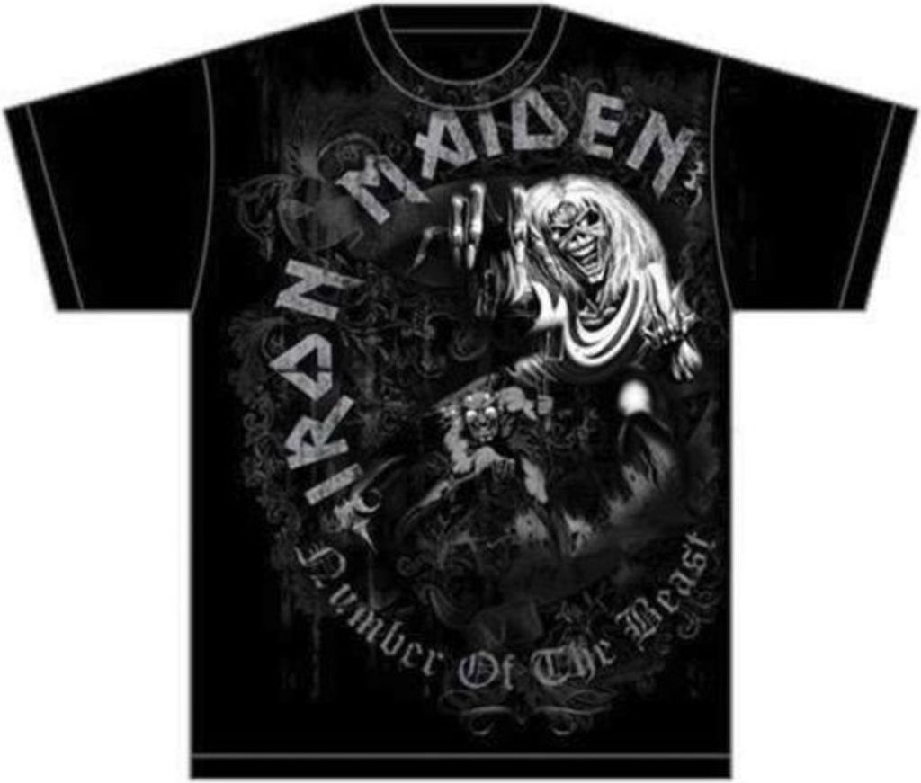 Iron Maiden Number Of The Beast Grey Tone Black M T-Shirt