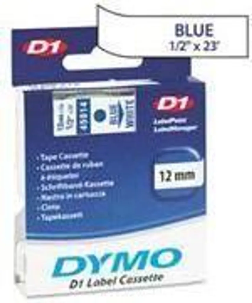 DYMO D1 Standard - Blue on White - 12mm nastro per etichettatrice - 27