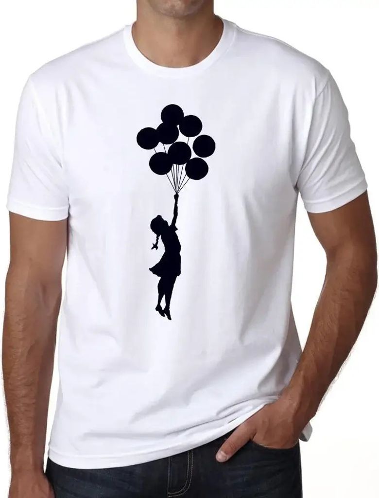 Herren Grafik T-Shirt Ballonmädchen – Balloon Girl – Öko-Verantwortlich Vintage Jahrgang Kurzarm Lustige Druck Geburtstag Geschenk Mann