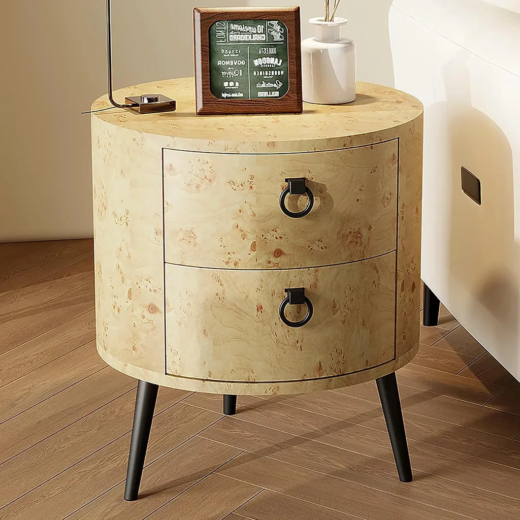 Table d'appoint ronde pour petit espace avec rangement double tiroir - 2