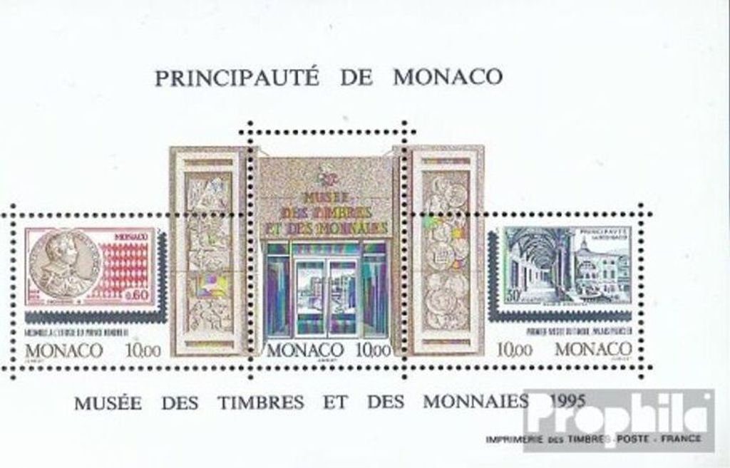 Briefmarken Monaco 1995 Mi Block67 (kompl.Ausg.) postfrisch Briefmarken- und Münzmuseum