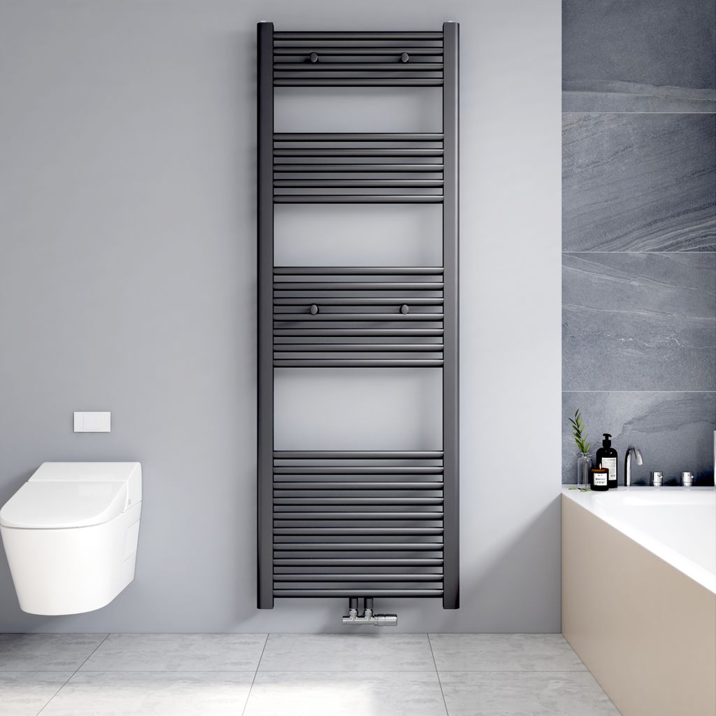 Meykoers Badheizkörper 1400x50cm Mittelanschluss 238 Watt Anthrazit, Handtuchtrockner Handtuchwärmer Design Heizkörper für Bad Heizung Radiator...