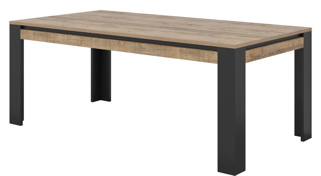 Masseno Esstisch DAVOR 195 cm x 100 cm Rechteckig Tisch für Wohnzimmer, Küche, Schwarz