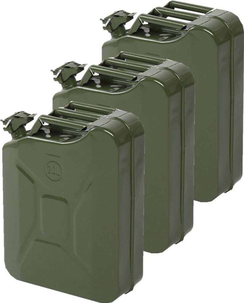 3x Stahlblech Kraftstoff Kanister Grün 20L Produktbild 