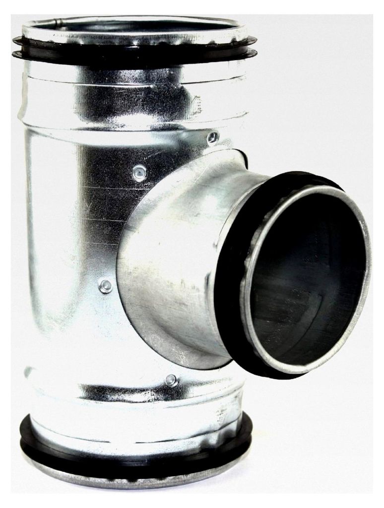 T-Stück mit Doppellippendichtung Ø 100 mm und Ø 80 mm