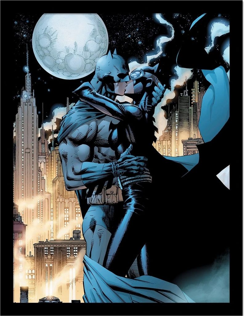 Batman - Gerahmtes Poster "Embrace", Comic-Titelbild PM8248 (45 cm x 35 cm) (Schwarz/Grau/Orange)