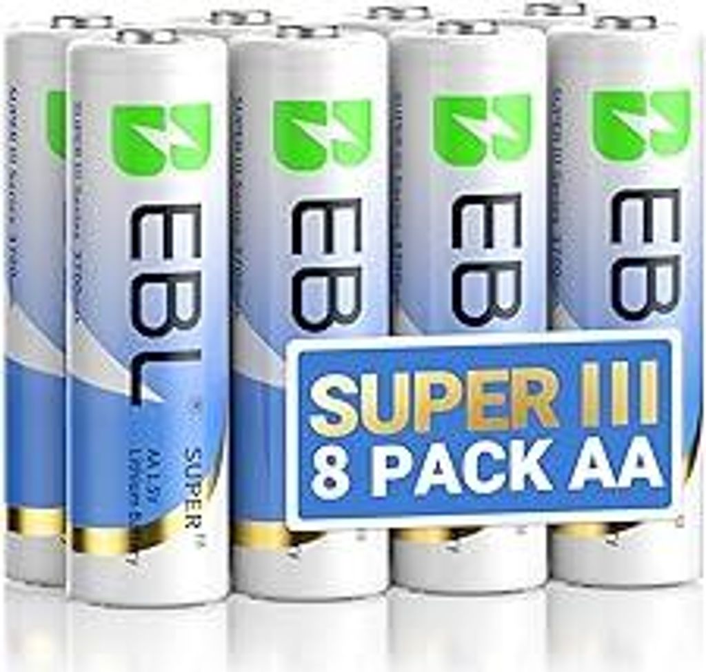 EBL AA Lithium Batterie 3700mAh 1.5V 8 Stück - Lithium Batterie AA Hochleistungs Hoher Kapazität, Nicht Wiederaufladbare Batterien AA für Blink ...