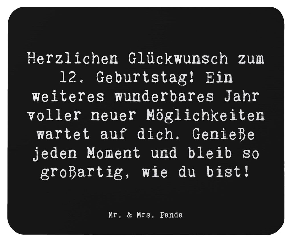 Mr. & Mrs. Panda Mouse Pad Spruch 12. Geburtstag Glück - Schwarz - Geschenk, computer mousepad, Alter, pc mauspad, Happy Birthday, Meilenstein, la...