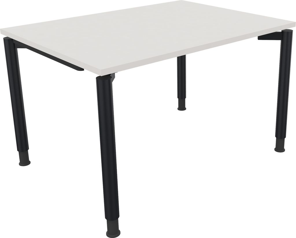 Schreibtisch Vierfuß Rundrohr B1200xT900xH680-820 an/Weiß