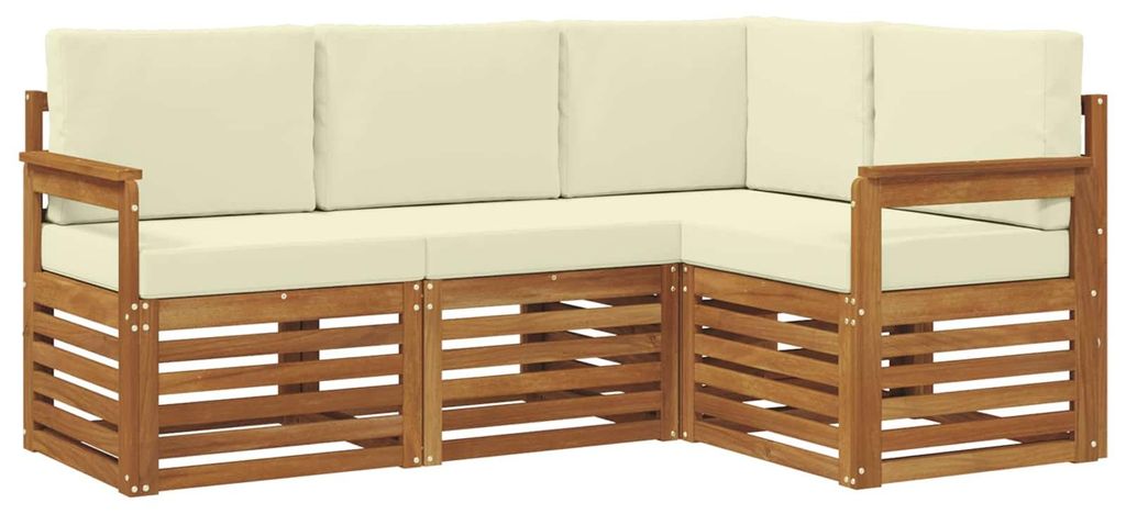 vidaXL Sofagarnituren 4 pcs Natur und Creme Massivholz Akazie