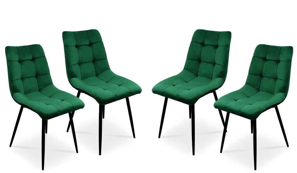 Bettso 4 x Esszimmerstühle 4er Set Esszimmerstuhl Küchenstuhl Polsterstuhl Design Stuhl mit Rückenlehne, mit Sitzfläche aus Samt, Gestell aus M...