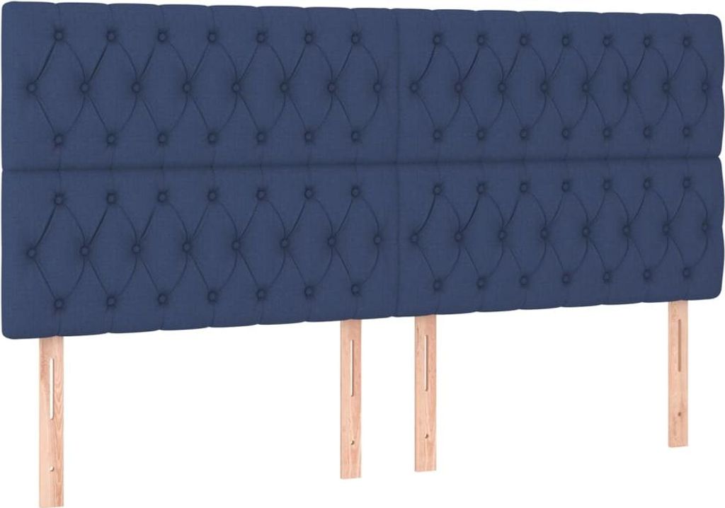 vidaXL Kopfteil Blau 200 x 7 x 118/128 cm Stoff