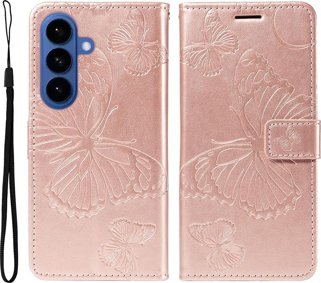 Samsung Galaxy S26 Hülle - Coverup Schmetterlinge Klapphülle - Roségold