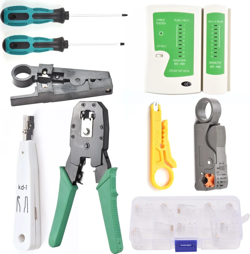 Réparer une prise Ethernet : Kit pince à sertir RJ45 et testeur réseau