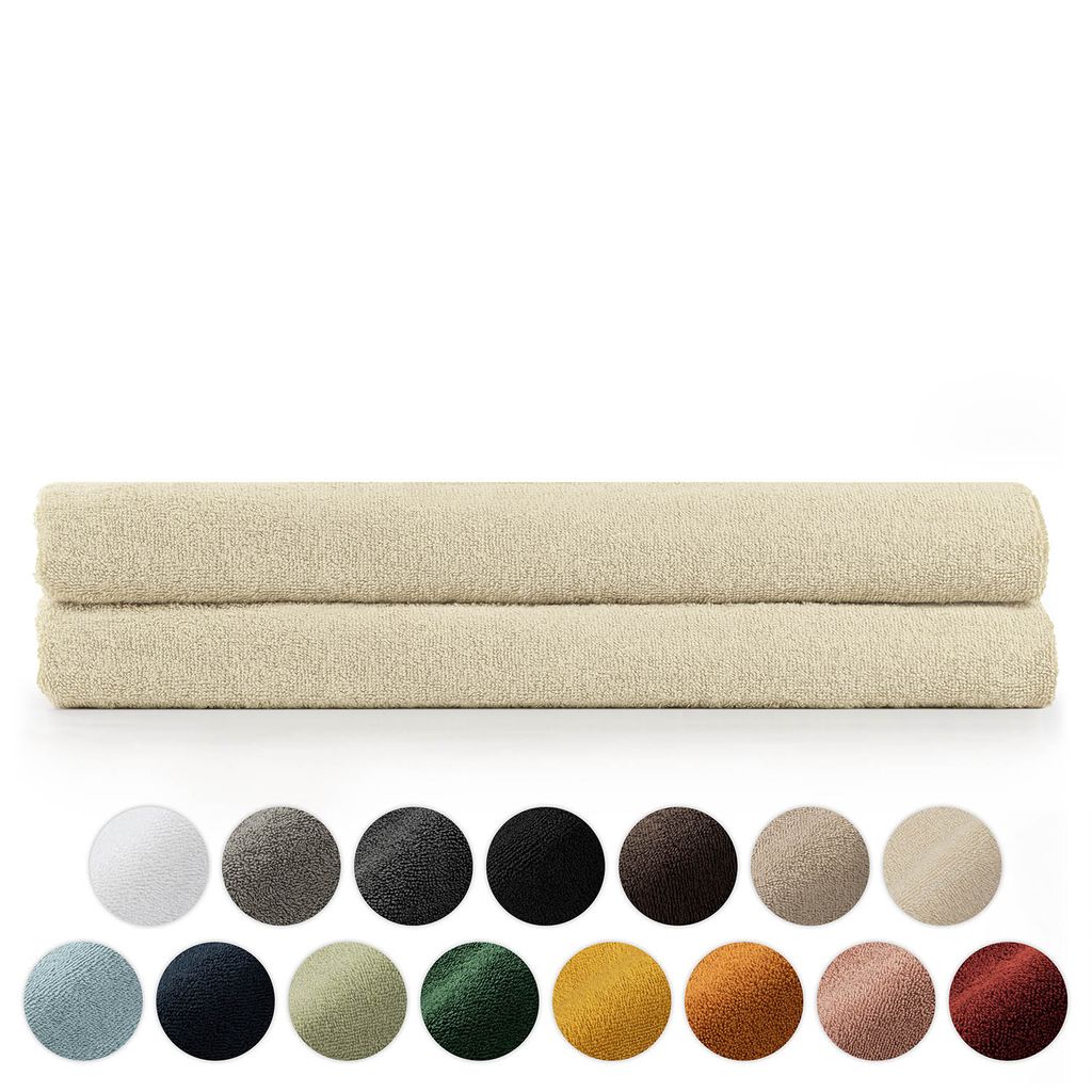 Blumtal Premium Frottier Handtücher Set mit Aufhängschlaufen - Baumwolle , weich, saugstark - 2X Saunatuch (80x200 cm), Sand (Beige)