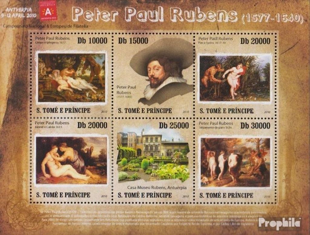 Briefmarken Sao Tome e Principe 2010 Mi 4334-4339 Kleinbogen (kompl.Ausg.) postfrisch Peter Paul Rubens