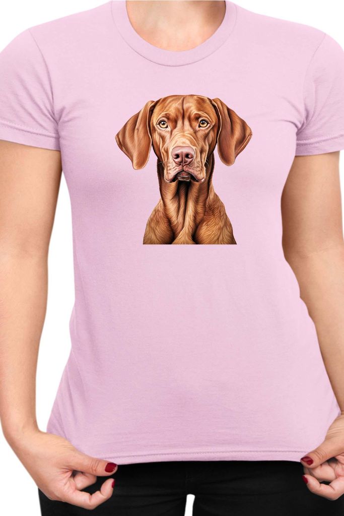 Damen T-Shirt Dogs Breeds Vizsla Dog Breed 005, Lady XS / Hellrosa