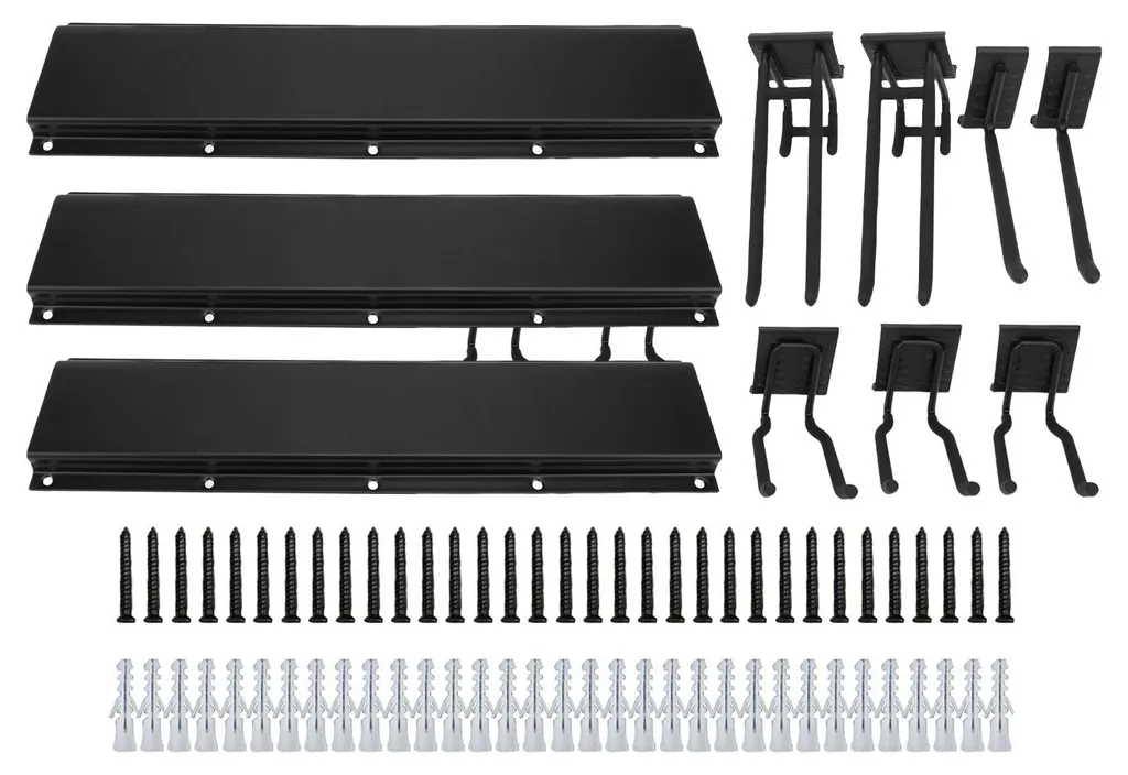 Étagère murale outils de jardinage 3 parties avec fentes de 40 cm