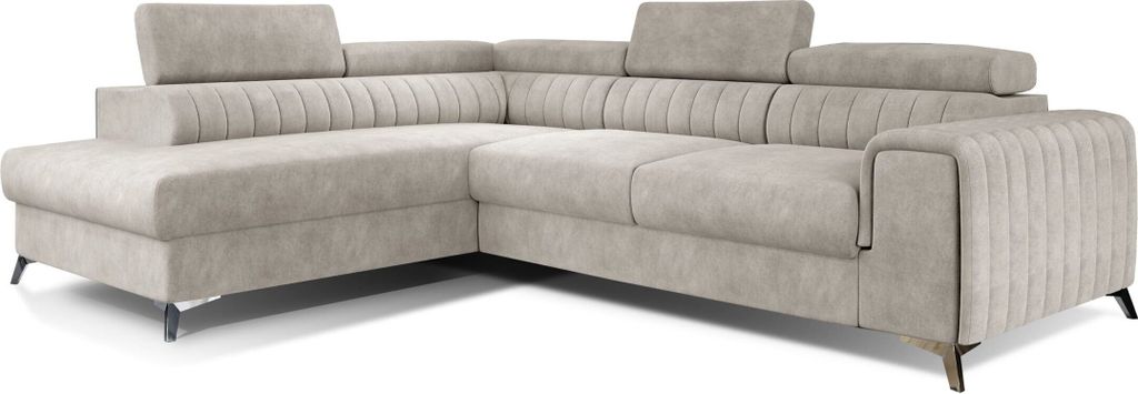 Ecksofa mit Schlaffunktion und Bettkasten, Couch für Wohnzimmer, Schlafsofa Sofagarnitur L-Form Wohnlandschaft mit Bettfunktion 278x92x205 cm OLIV...