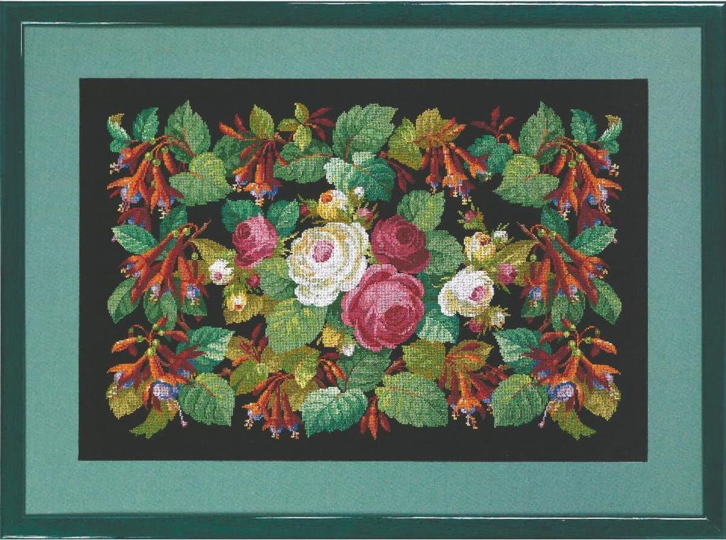 Permin Kreuzstich Stickpackung "Rosen/Fuchsie", Zählmuster, 52x35cm, 70-0414