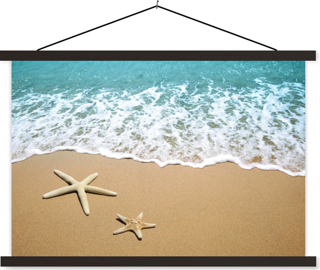 MuchoWow Textilposter Seestern - Strand - Meer 120x80 cm mit schwarzem Rahmen - Wanddeko