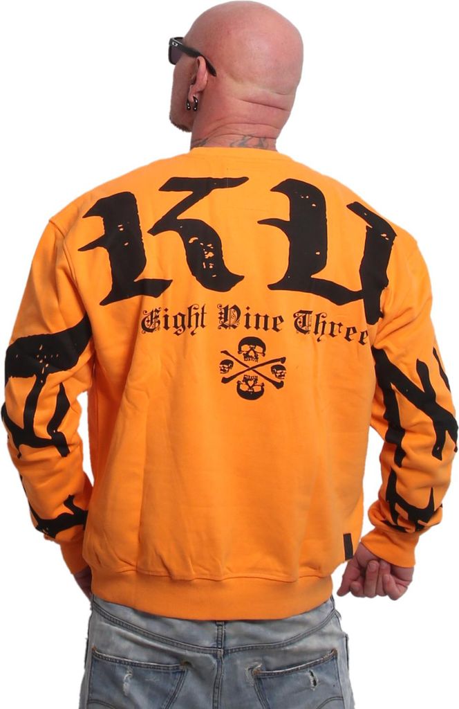 Yakuza Herren 3RD Oversized Pullover, Orange Popsicle, XL