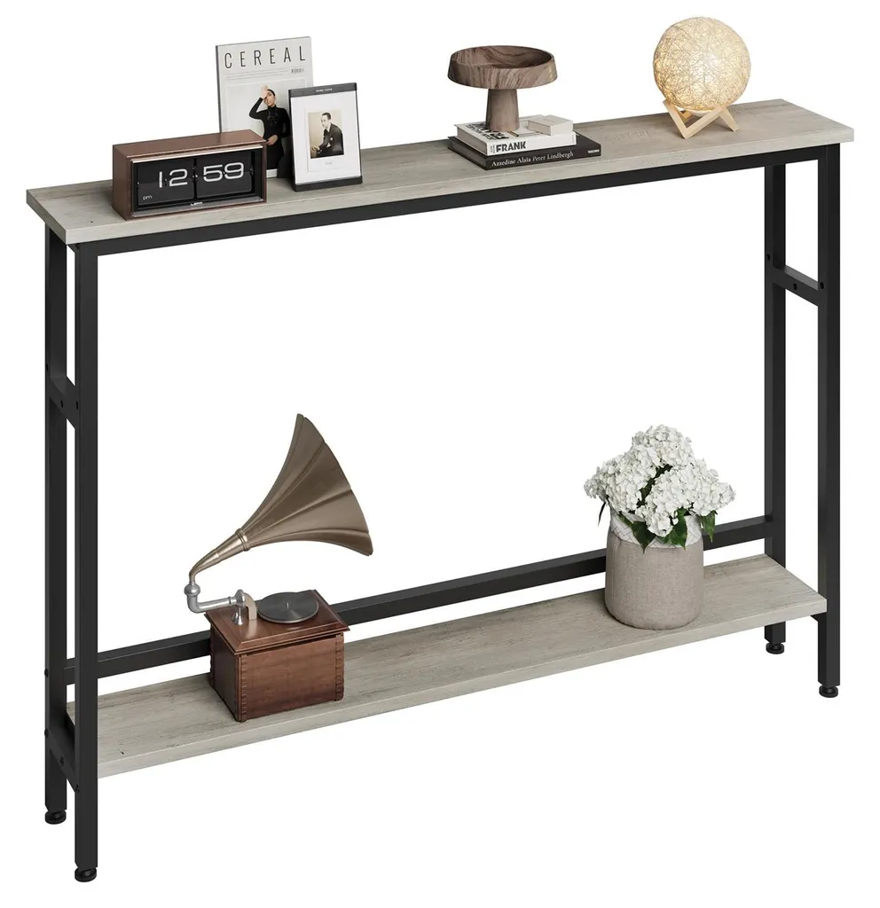 Console grise étagère modulable et design minimaliste pour petit espace