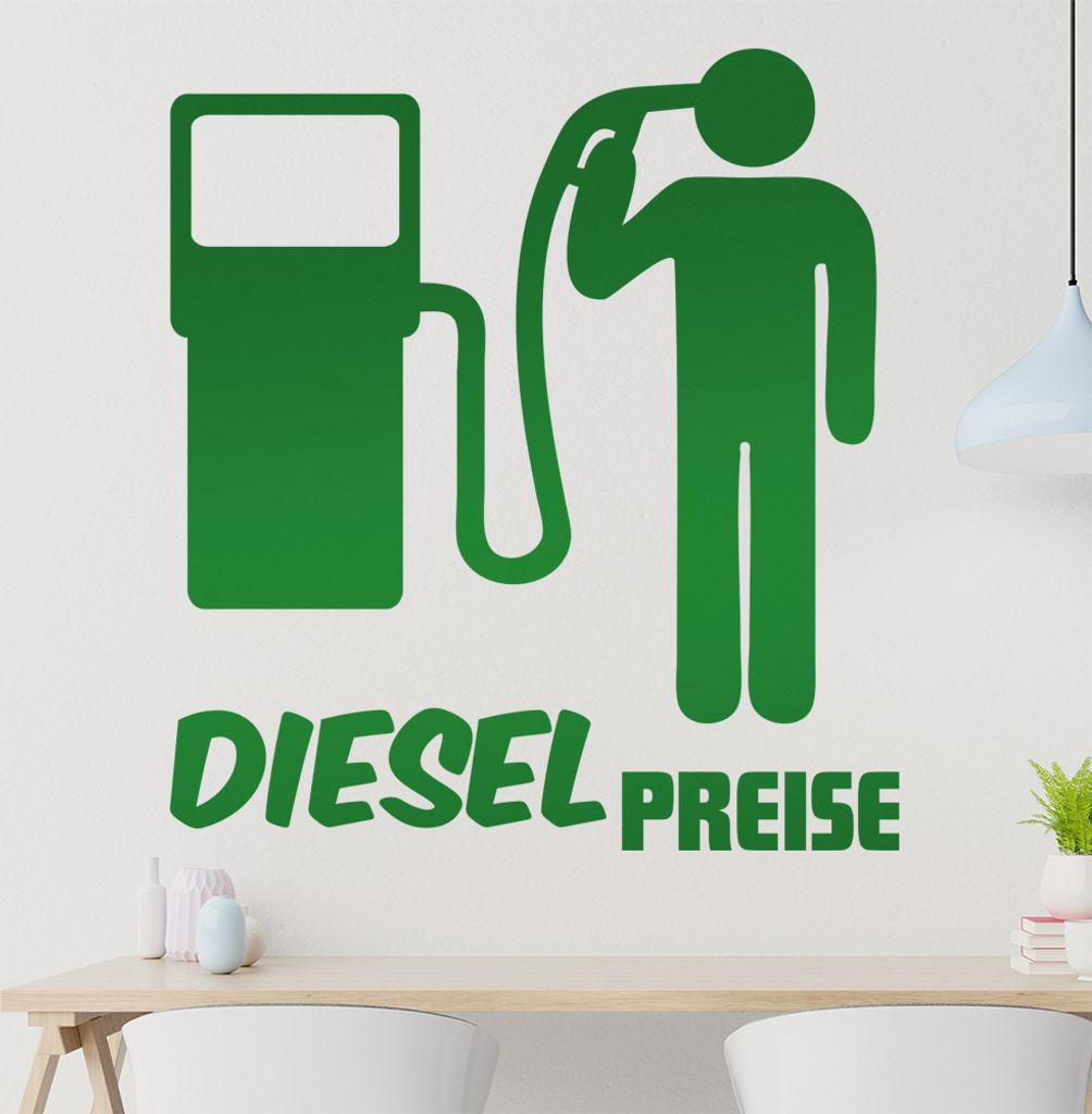 Diesel Preise Wandtattoo in 6 Größen - Wandaufkleber Wall Sticker - Dekoration, Küche, Wohnzimmer, Schlafzimmer, Badezimmer