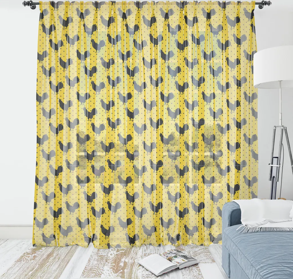 Arazzo Gigante 210x274 Galli e Pois Giallo Grigio | ABAKUHAUS Satin