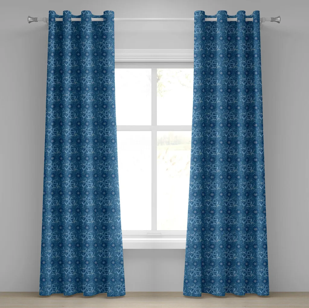 Paire de rideaux décoratifs à motifs floraux Luau bleu foncé 280x175 cm