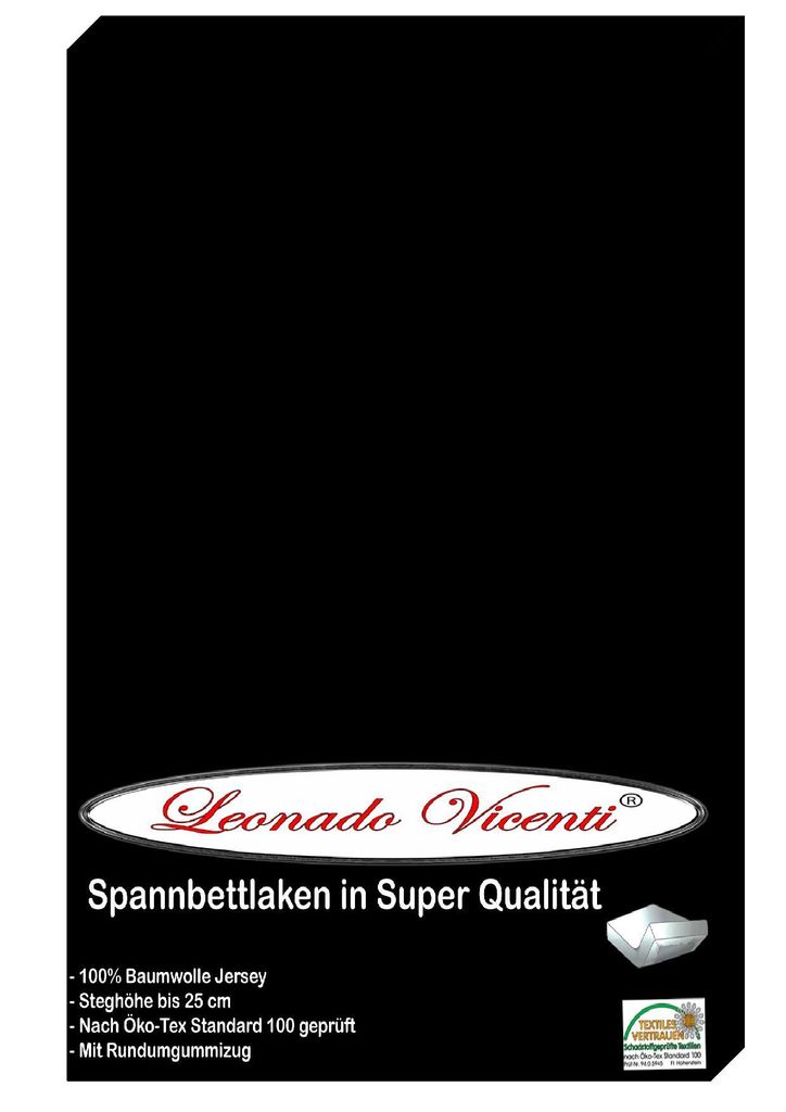 Spannbettlaken Jersey 180-200x200 Schwarz 100% Baumwolle Produktbild 4